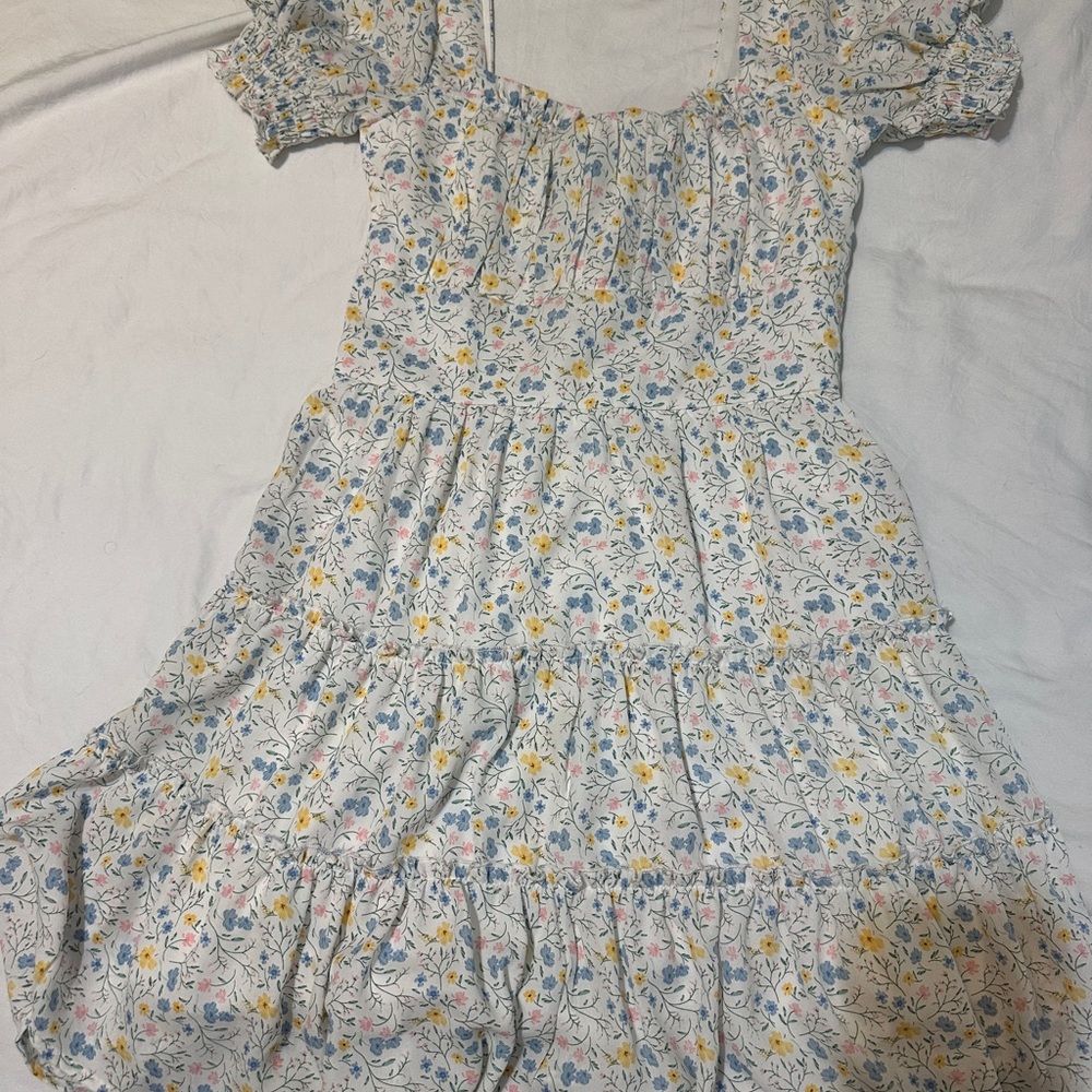 Trixxi Blue and Gray Embellished Tiered Sundress